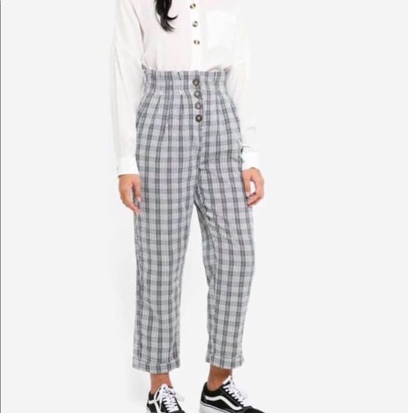 𝅺Topshop Plaid High Rise Trouser - Picture 3 of 9